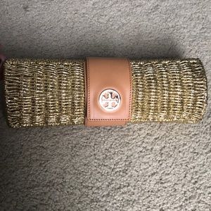 Tory Burch gold clutch